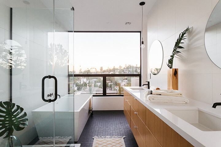 The bathroom and great outside view