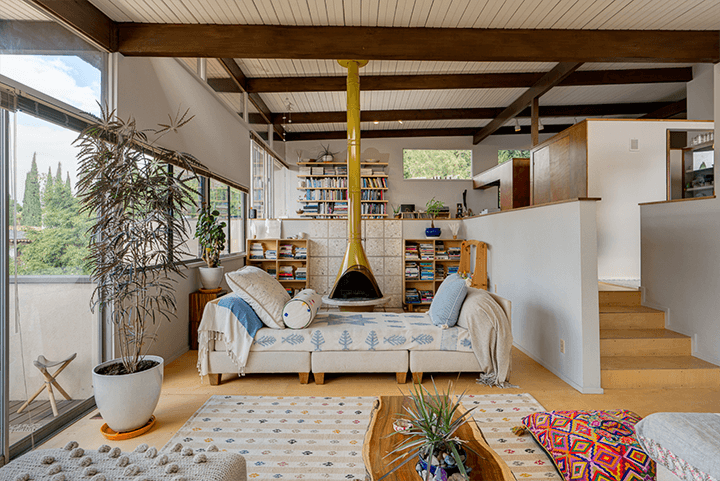 The living room of the Mid-century Home in Silver Lake