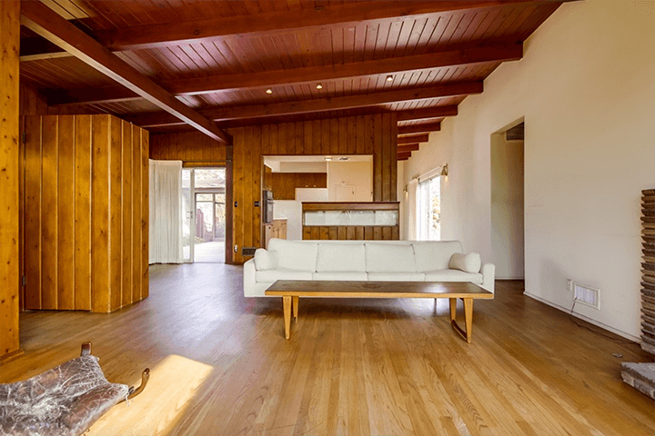 Living room sitting place and wooden ceiling