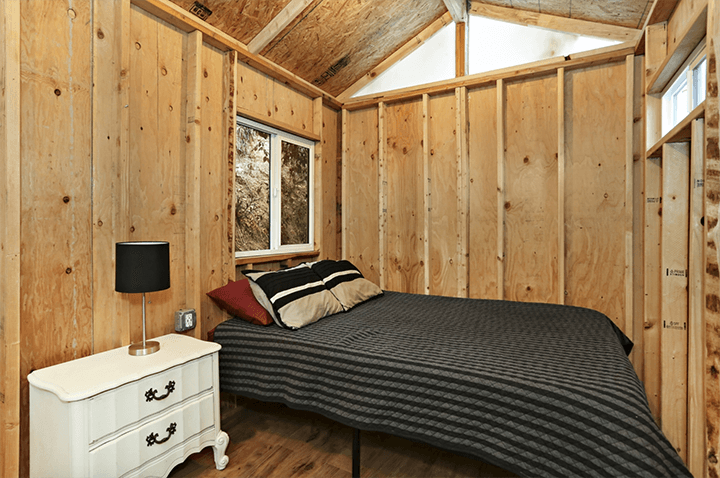 The bedroom of the Echo Park Cottage