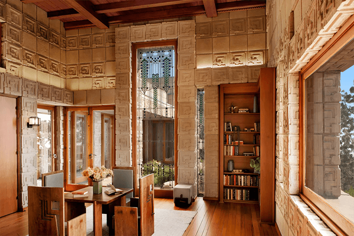 The sitting place of Ennis House by Frank Lloyd Wright