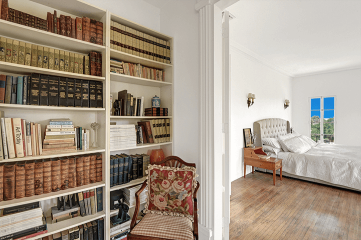 Bookshelf and bedroom
