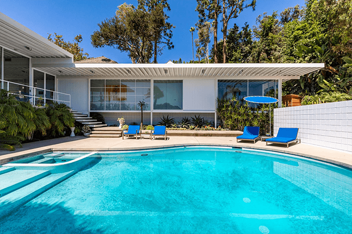 Swimming pool of Maroon 5 guitarist mid century home in Los Feliz