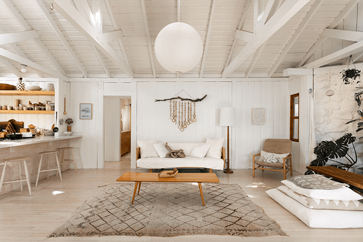 The living room of Cabin style dwelling in Topanga Canyon