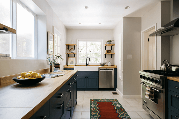 The kitchen room of the Modern Cape Cod in Silver Lake