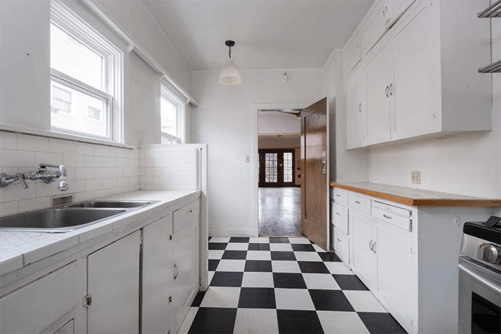 The kitchen of the 4 Unit Spanish building in Echo Park