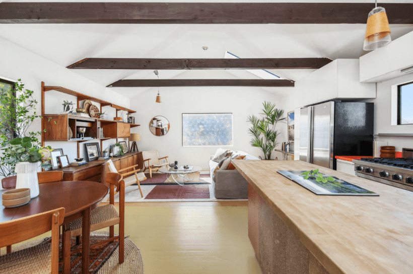 Kitchen and dining room of the Modern Cabin in Prime Echo Park